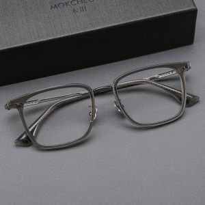 MOKCHEON | Ultra-light Retro Engraved Oversized Eyeglasses Frame Beta Titanium Temple For Prescriptions