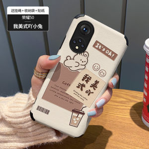 Honor 60 80 70 80SE 50 pro Huawei 30S Phone Case Full Cover Anti-Fall Cute Rabbit Design Creative Womens Style Faux Leather Shell