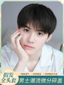 Wig Men Differential Broken Cover Full-Head Wig Type Real Hair Nature Rehair Korean Style Handsome New Arrival Trendy Fluffy Hair Cover