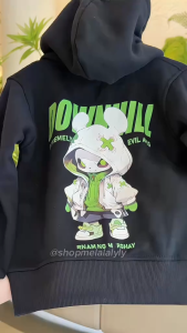 Áo Khoác Dây Kéo Hoodie Zip Bé Trai Form Rộng Nỉ Hình In THỎ D0WWIL cho Bé Từ 4-10 Tuổi - CONXINH