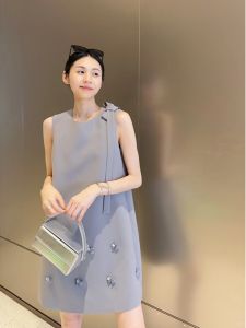 YUFUQING | Elegant French Style Orange Verbena Summer Dress Unique Design Tea Break Womens Fashion High Cold Lady Wind Midi Dress Butterfly Knot