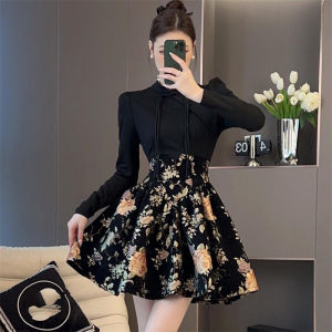 Chinese Style Winter French Style Unique Super Nice Retro Dress Autumn Niche Style Cinched Short Dress New Spring and Autumn Womens Clothing
