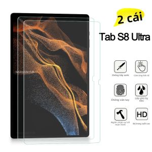 2 Gói Miếng Dán Bảo Vệ Màn Hình Kính Cường Lực Phủ Dầu Siêu Trong Suốt HD Cho Samsung Galaxy Tab S8 Ultra 14.6 - Phim Cứng Chống Trầy Xước