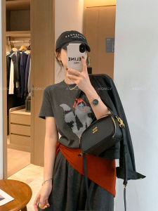 Love Devil Fish Grey round Neck Short Sleeve Cartoon Print T-Shirt Womens Fashionable Slimming Top for Autumn And Winter