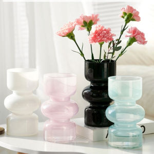 Home Vase Flower Arrangement Optic Color Glass Vases with Golden Rim Decor for Dining Living Room Wedding Gift