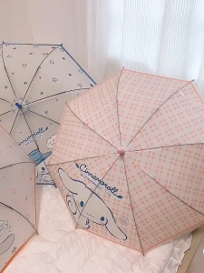 Transparent Umbrella Cartoon Umbrella for Girls Women Kids Cute Rain Umbrella Waterproof Windproof Lightweight Long Handle