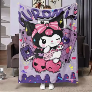 Sanrio Same Style Kuromi Anime Soft Flannel Blanket Cover Blanket Summer Thin Lunch Break Blanket