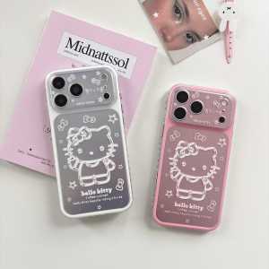Sanrio | Hello Kitty Gradient Phone Case For iPhone 17 16 15Big Window Lens Protection Shockproof Cute Line Bow Star Girl Soft Cover