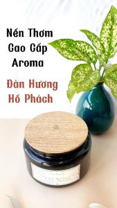 Nến thơm phòng ngủ Aroma hương quả mọng hồng chín quả mọng cam Hũ thủy tinh nắp gỗ 2 tim cotton Đức sáp đậu nành nặng 900Gr 60 giờ