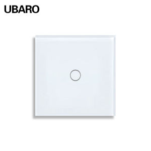 UBARO | UBARO 86×86mm 1/2 Gang 2-Way Touch Switch No Neutral Required Red/Blue LED Fits 60mm Round Box Tempered Glass