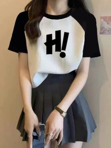 Áo Thun Cotton Tay Ngắn Mùa Xuân Hè Phong Cách Mới Cho Nữ Dáng Rộng Cổ Tròn in Họa Tiết Thời Trang Công Sở Thường Ngày