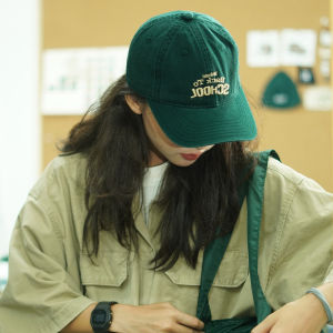 OKLA high quality Japanese soft top giant white dark green cap womens summer embroidery sun protection versatile sunshade baseball cap mens hat