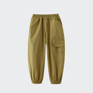 Childrens Cotton Work Trousers Thin Casual Long Pants Elastic Waist Bandage Pants Boys Girls Summer Collection Kids Clothing