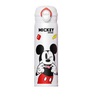 X&W Disney Childrens Insulated Water Bottle Stainless Steel Vacuum Flasks Direct Drinking Straw Cup Mickey Hot Cold Drink Cup
