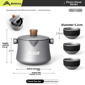 BSWOLF | Portable Outdoor Camping Travel Tea Set Aluminum Kettle