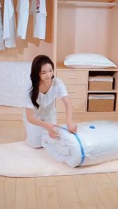 Multifunction Vacuum Storage Bag Reusable Vacuum Bag Large Capacity Travel Storage Seal Compress Storage Bag Fast Shipping Space Saving Plastic Bag Hand Paddle Free Slide 真空收纳袋