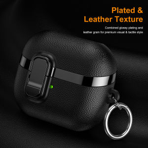 For Samsung Galaxy Buds 3/3 Pro Earphone Case FE Leather-Textured Buds 3 Pro Electroplated with Lock Protective Case