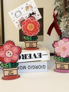 Đồ Trang Trí Acrylic Dễ Thương Có Thể Xoay Hình Hoa Tiền Mặt Để Bàn May Mắn Kẹp Lưu Trữ Văn Phòng Phẩm Kẹp Ảnh Quà Tặng