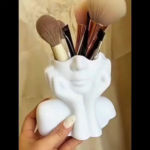 preferredCreative Makeup Brush Holder with Human Face Art Large Capacity Desktop Organizer for Vanityproduct