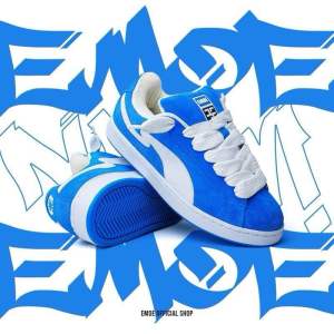 EMOE - EXCEL BLUE Sneakers Pria Wanita Sepatu   Kasual Suede Elegan Casual Shoes Karet