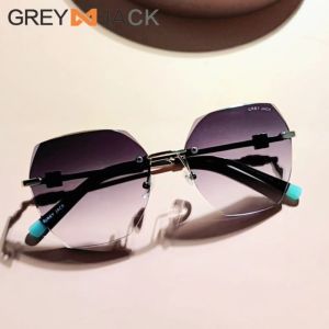 Grey Jack Kacamata Hitam Sunglasses Anti UV Model Kotak Rimless Elegant dan Stylish Trendy Baru 31838