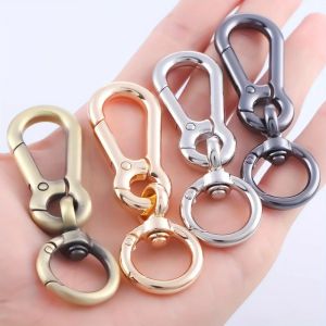 2Pcs 8-character Metal Key Carabiner Zinc Alloy Electroplated Spring Hoist Buckle Outdoor Backpack Anti-lost Mens Belt Key Button