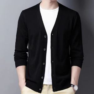 Plus Size Mens V-Neck Casual Button Sweater Cardigan For Autumn/Winter