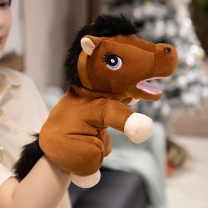 28cm Kawaii Hand Plush Toys Cute Little Horse Puppet Stuffed Pillow Toy Kids Animal Creative Birthday Gift Funny Party Game Gift