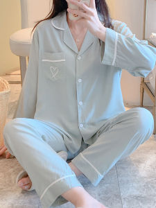 Long Sleeves Poplin Pajamas Womens Spring and Autumn Pure Color Couple Homewear Men Can Be Outwear plus Size Bourette Suit Summer