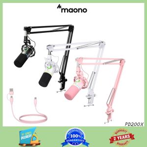 MAONO PD200X XLR & USB ไมโครโฟนของพ็อดคาสท์ไดนามิกสำหรับการบันทึกไมโครโฟนสำหรับพีซีไมโครโฟนสตรีมมิ่งสำหรับมิกเซอร์การ์ดเสียงอินเตอร์เฟซเครื่องเสียงเกมไมโครโฟนกับซอฟต์แวร์
