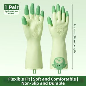 DINGQING | Durable Non-slip Waterproof Nitrile Rubber Latex Kitchen Gloves