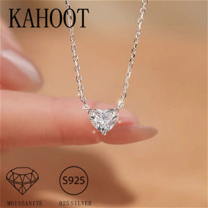 925 silver 1 carat love heart moissanite simple fashion temperament complex color men and women couple pendant necklace