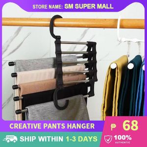 【5-in-1】Creative Pants Hanger Organizer Stainless Steel Multifunctional Clothes Hanger Trouser Racks Closet Space Saving Rack