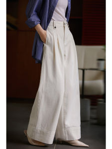 New Five-Point Chess Pattern Tencel Texture Loose Pinched Black Button Casual Jeans