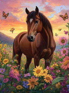 Huacan Diamond Mosaic Horse Full Round Square DIY Embroidery Sale Flower Wall Decoration Handmade Gift