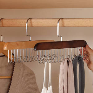 Tank Top Hanger Bra Belt Hanger Wooden Clothes Hanger with Hooks 360° Rotating Non-Slip Closet Organizer for Bras Belts  Scarfs