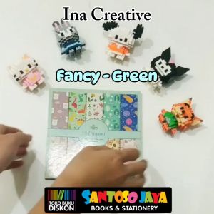 Kertas Lipat INA Fancy Cover Hijau 15x15 cm - 50 Origami 10 Motif