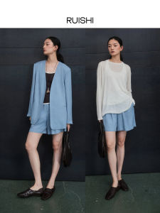 Ruishi Fashionable Acetate Fiber Commute Suit Womens Casual Outfit Set Spring Season Long Sleeve Regular Length Pure Color