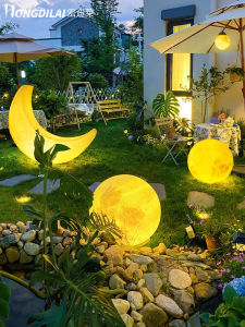 HDL240 Modern Style Charging Column Head Lamp Outdoor Courtyard Garden Atmosphere Moon Lamp Waterproof Landscape Lighting