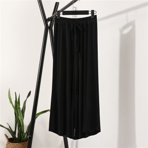 Womens High Waist Wide Leg Pants Summer Loose Casual Thin Hanging Sensation Slimming Nine Points Black Straight Tube Pants
