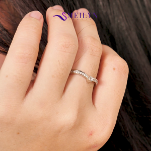 MEILYN Cincin Permata Bulat Model GG3 Gemma Baris Lapis Perak 0222250046