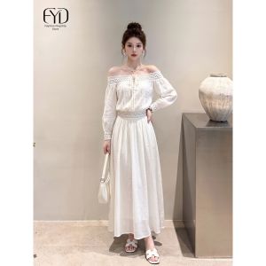 Off-shoulder White Stylish Casual Set