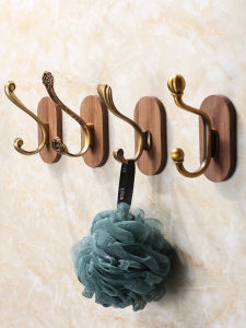 New Chinese Style Entrance Wall Mounted Real Wood Clothes Hook for Coats And Clothes No Drilling Required Door Back Hooks