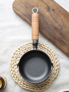 Mini Cast Iron Hot Oil Wok Egg Fry Pan Household Kitchen Cooking Utensils Retro Style Induction Stove Compatible Small Pot