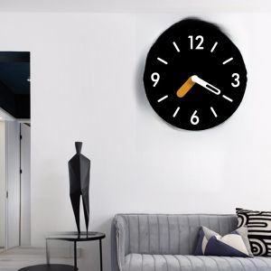 Modern Minimalist Black Wall Clock Silent Living Room Decorations Home Fashion New 2025 Hanging Clock No Punching Required