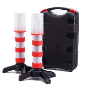2pcs Warning Light Magnetic Flashlight Emergency Roadside Flares Telescopic Baton Beacon Safety Strobe Light Signal Alert Lamps