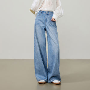 ESE·Y | Split Color Slimming Straight Jeans Blue Khaki