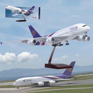 Mô Hình Máy Bay Thai Airways A380 Tỷ Lệ 1/160 47CM Làm Bằng Nhựa Đúc Có Đèn LED & Đế - Đồ Chơi Trang Trí Phòng Ngủ Dành Cho Độ Tuổi 14+