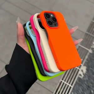 Fashion Soft Candy Liquid Silicone Phone Case For iPhone 16 11 12 13 14 15 Pro Max Plus Shockproof Bumper Back Cases Cover