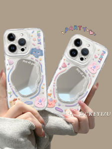 Applicable to Apple 15 Phone Case Geometric Mirror Iphone15promax Corrugated Shell 14pro Transparent plus Cartoon Rabbit 13pro Silicone 12promax All-Inclusive Drop-Resistant IP11 Cute
